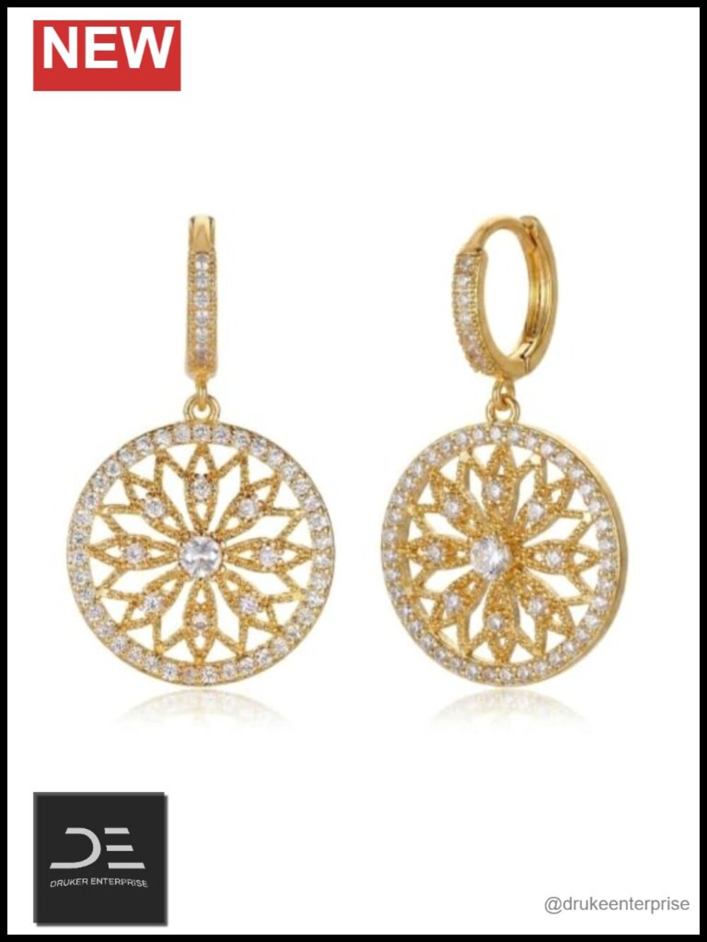 14k Gold Dangle Earrings Women Vintage Medallion Charm Jewelry Gifts